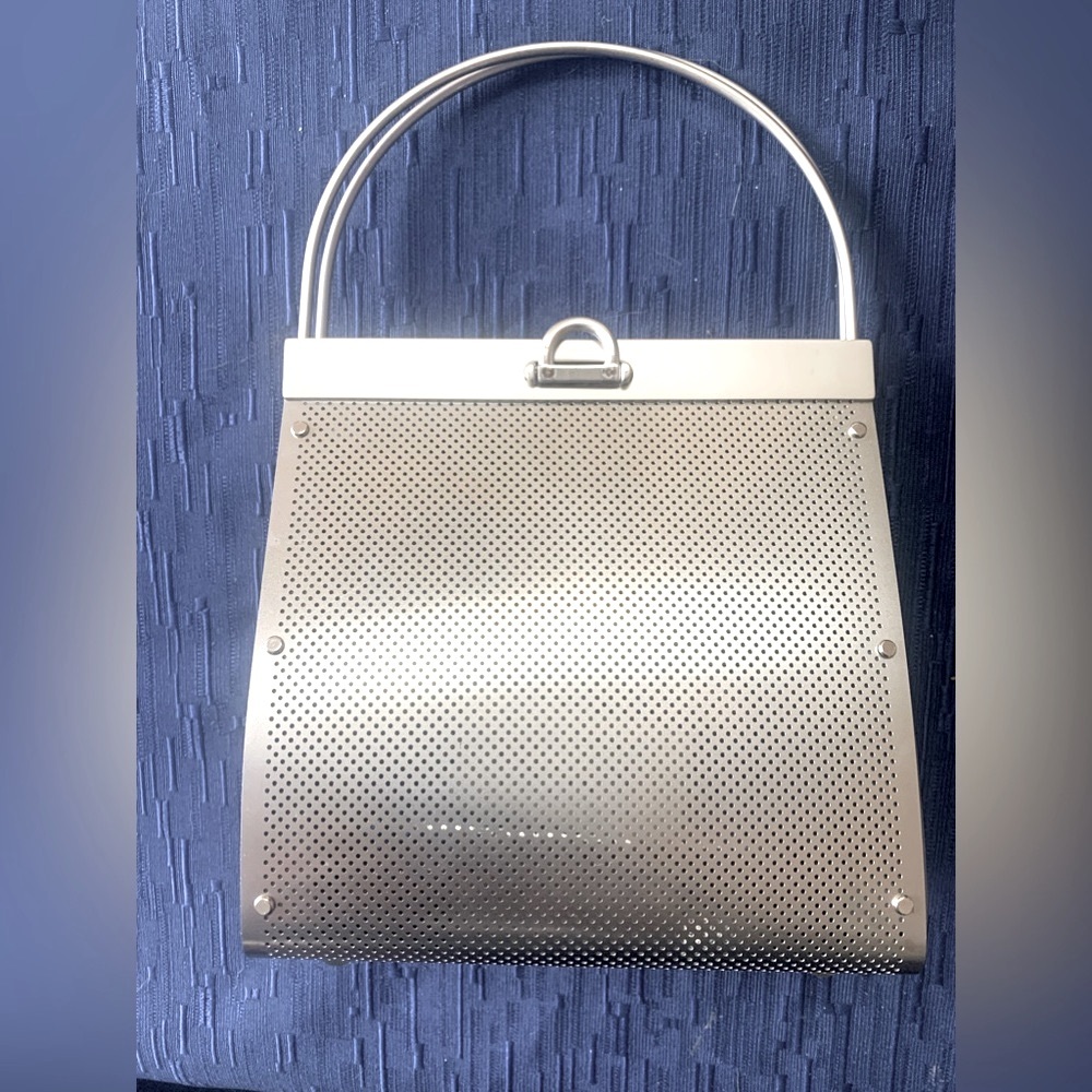 Wendy Stevens stainless purse evening bag silver metal New with Bag